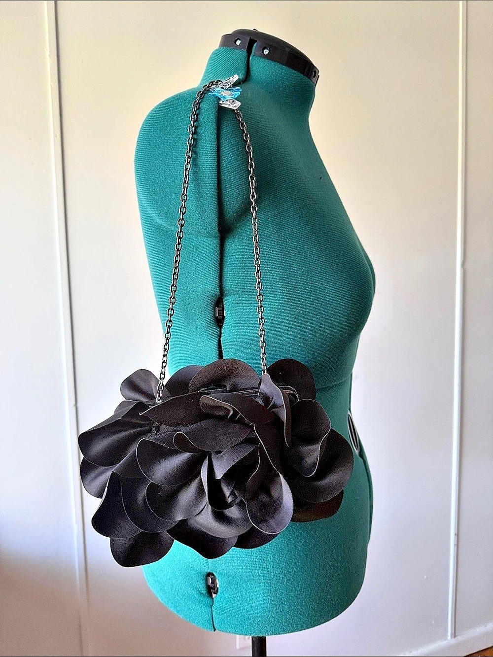 Sondra Roberts Floral Chain Clutch in Black Like New
